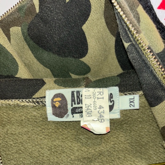 BAPE PONR 1ST ABC CAMO SHARK FULL ZIP HOODIE MENS IN GREEN - Size XXL - Picture 7 of 9